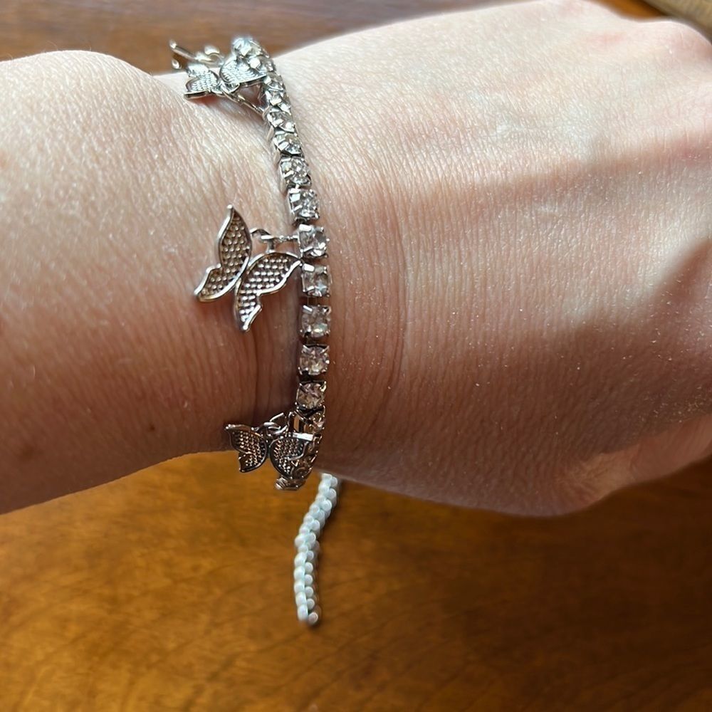 Bundle Sale 3 for $15 | Rhinestone Covered | 7” - 11” Butterfly Tennis Bracelet
